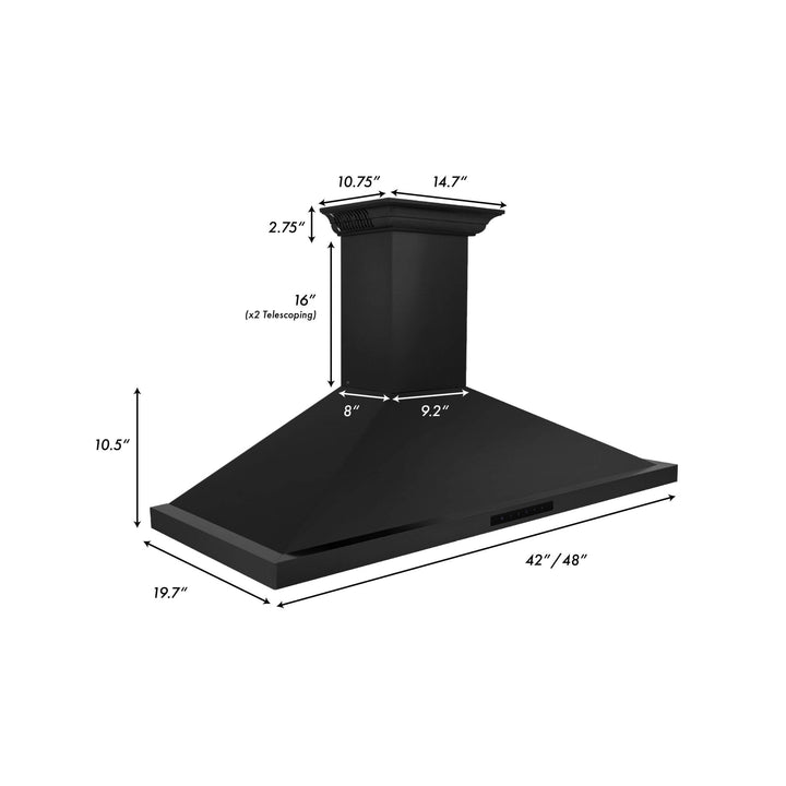 ZLINE 24” Wall Mount Range Hood in Black Stainless Steel W/ CrownSound