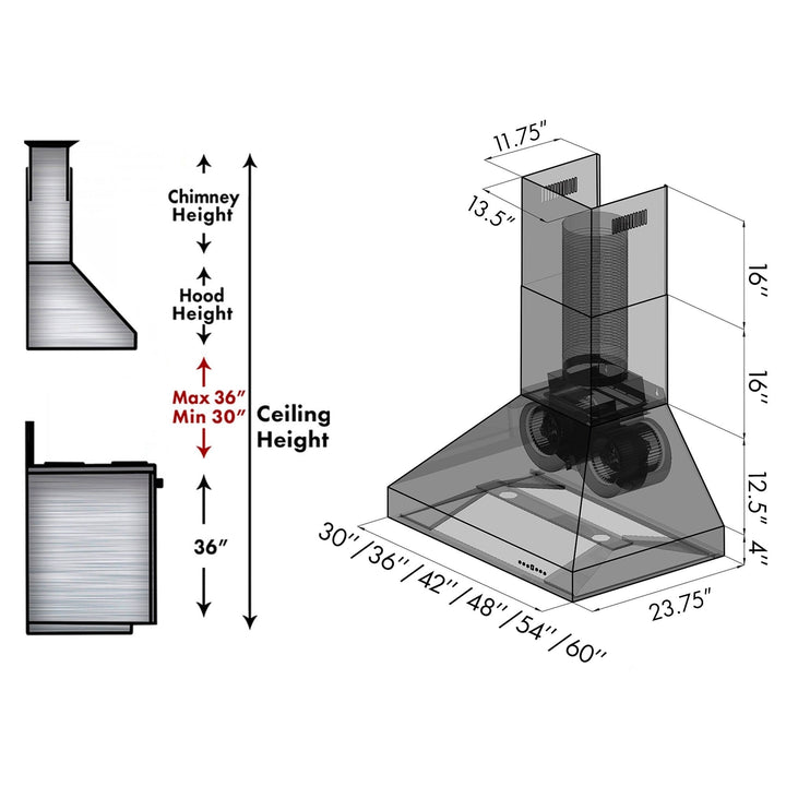 ZLINE 30 in. Professional Convertible Vent Wall Mount Range Hood in Stainless Steel (667-30)