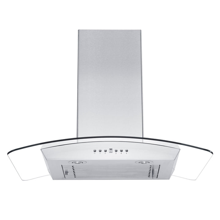 ZLINE 30" Convertible Vent Wall Mount Range Hood in Stainless Steel &amp; Glass with Crown Molding (KZCRN-30)