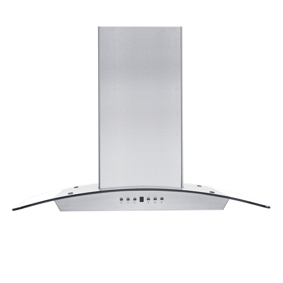 ZLINE 36" Convertible Vent Wall Mount Range Hood in Stainless Steel &amp; Glass with Crown Molding (KZCRN-36)
