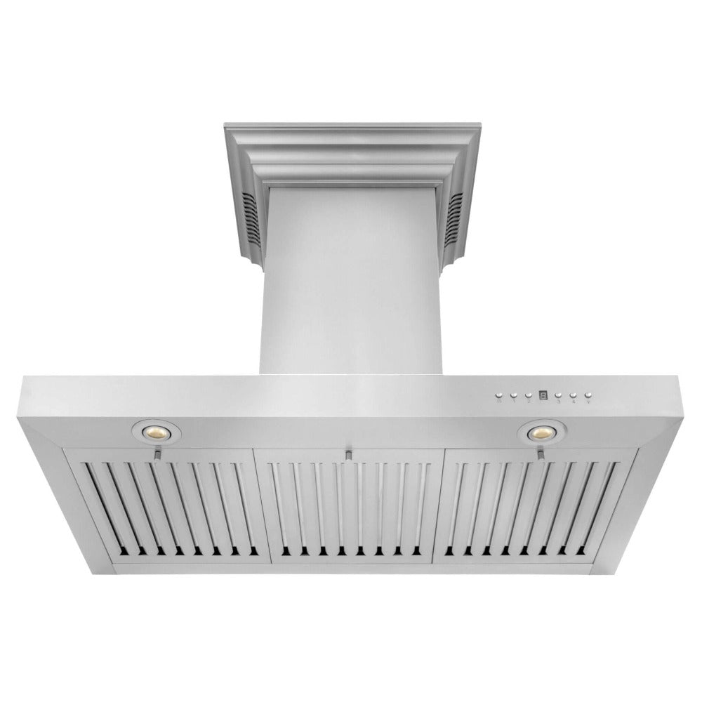 42" ZLINE CrownSound™Ducted Vent Wall Mount Range Hood in Stainless Steel with Built-in Bluetooth Speakers (KECRN-BT-42)