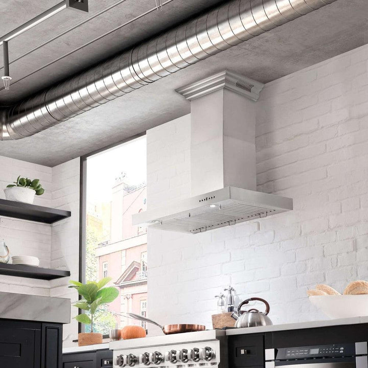 30" ZLINE CrownSound™Ducted Vent Wall Mount Range Hood in Stainless Steel with Built-in Bluetooth Speakers (KECRN-BT-30)