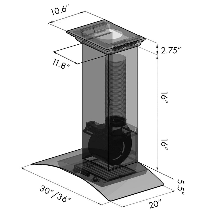 ZLINE 30” Wall Mount Range Hood in Stainless Steel Built-in CrownSound