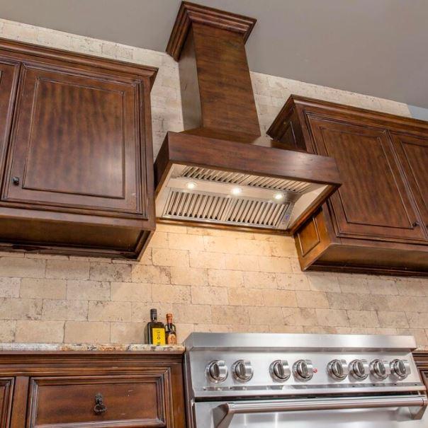 ZLINE 30" Wooden Wall Mount Range Hood in Walnut &amp; Hamilton Includes Remote Motor