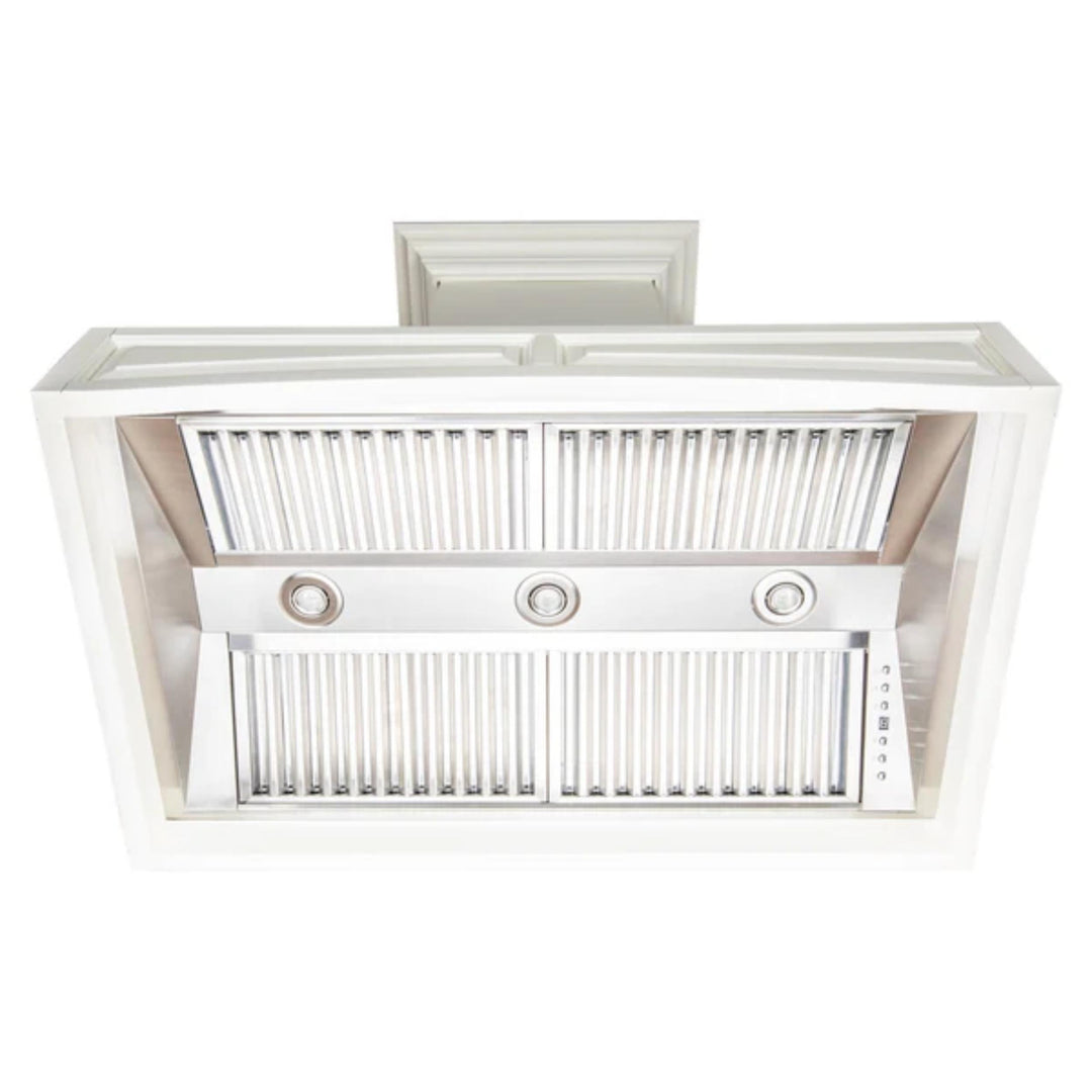 ZLINE 30" &amp; 36" Wooden Wall Mount Range Hoods with Single Remote Blower in Cottage White
