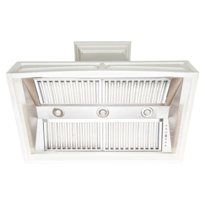 ZLINE 30" &amp; 36" Wooden Wall Mount Range Hoods with Single Remote Blower in Cottage White
