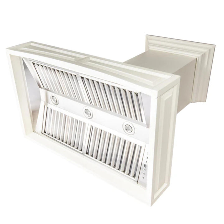 ZLINE 30" &amp; 36" Wooden Wall Mount Range Hoods with Single Remote Blower in Cottage White