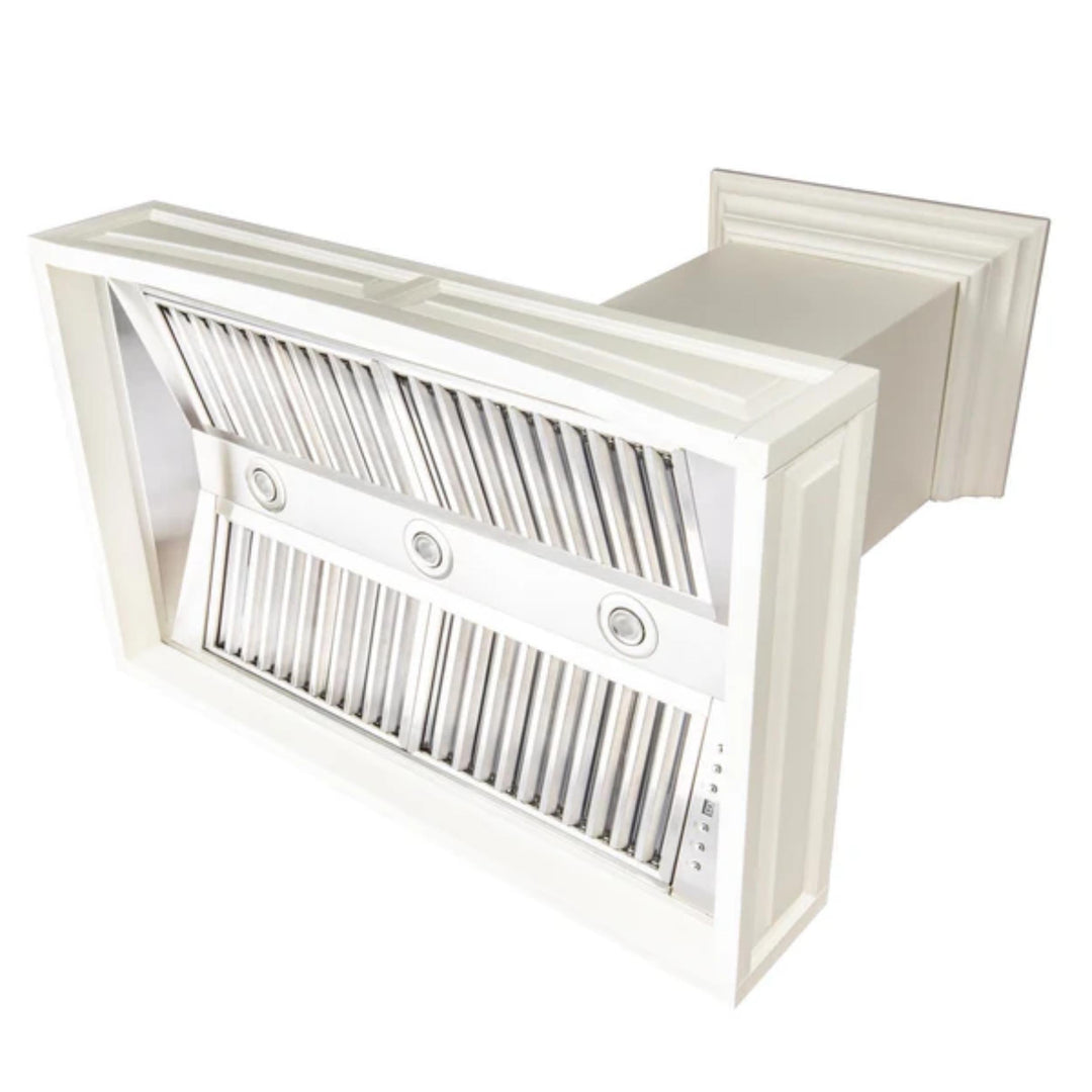 ZLINE 30" &amp; 36" Wooden Wall Mount Range Hoods with Dual Remote Blower in Cottage White