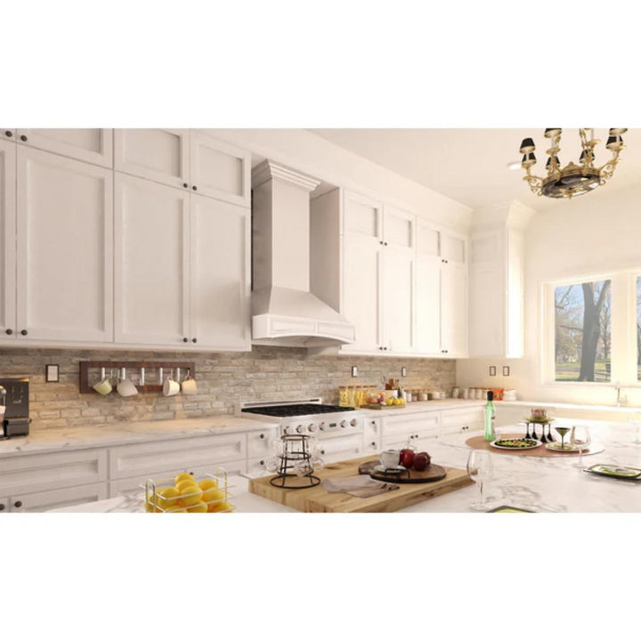ZLINE 30" &amp; 36" Wooden Wall Mount Range Hoods with Dual Remote Blower in Cottage White