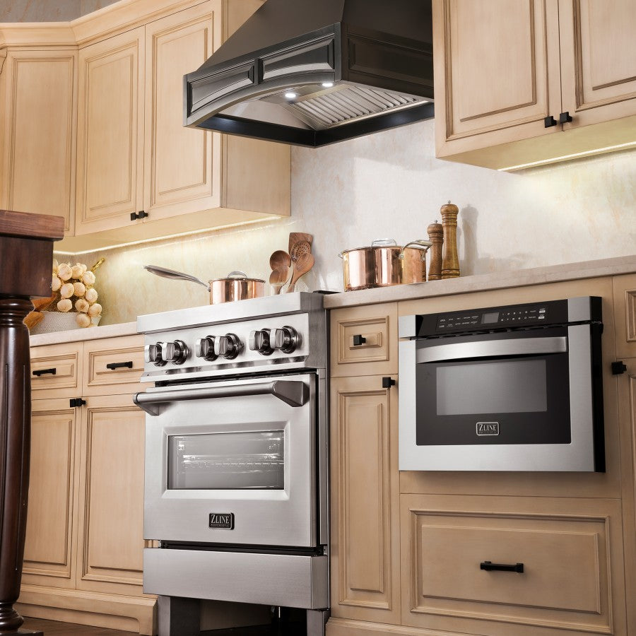 Wooden Wall Mount Range Hood in Black - Includes Remote Motor ZLINE 36 in.