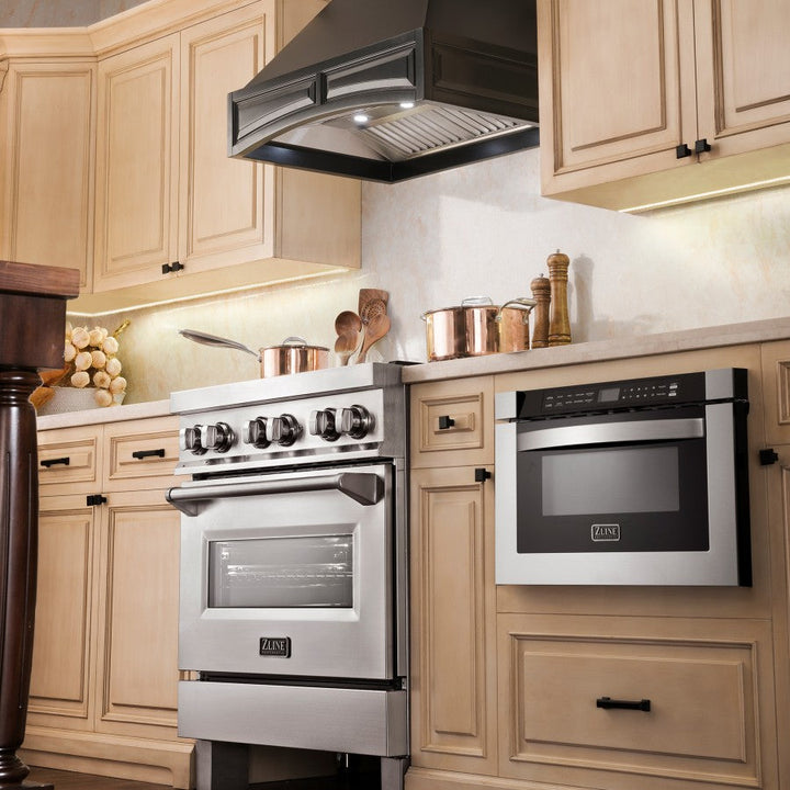 Wooden Wall Mount Range Hood in Black - Includes Remote Motor ZLINE 36 in.