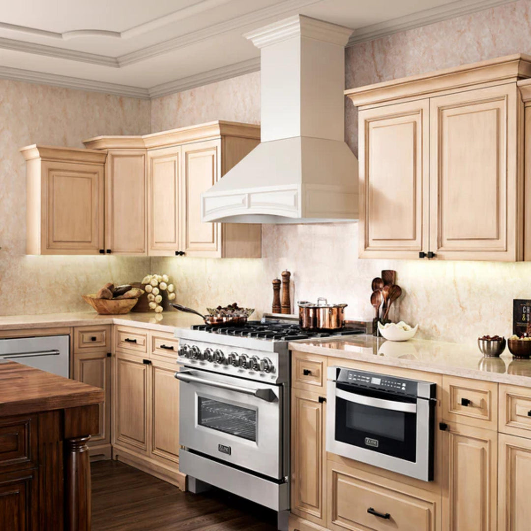 ZLINE Wooden Wall Mount Range Hoods in Cottage White – 30" &amp; 36"