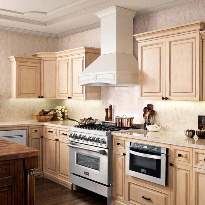 ZLINE Wooden Wall Mount Range Hoods in Cottage White – 30" &amp; 36"