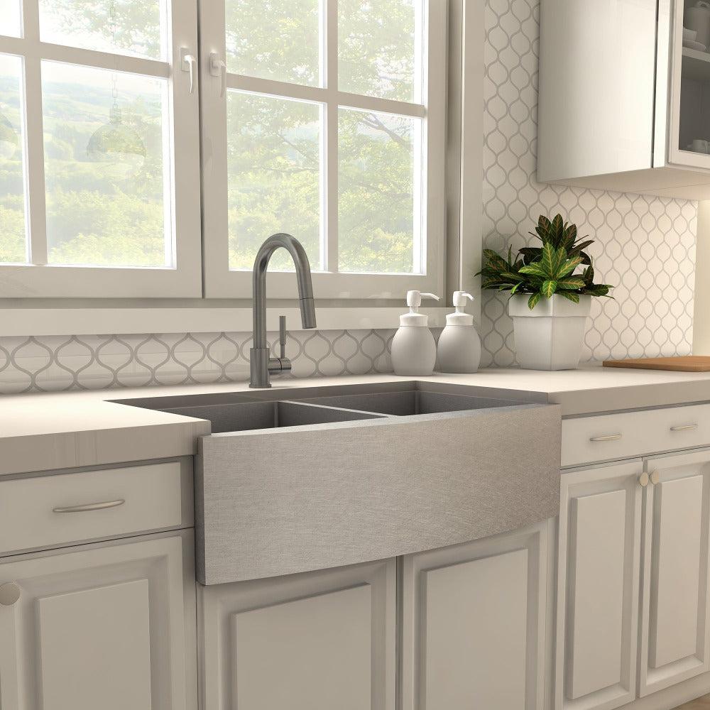 ZLINE Gemini Pull Down Single Handle Kitchen Faucet in Gun Metal (GEM-KF-GM)