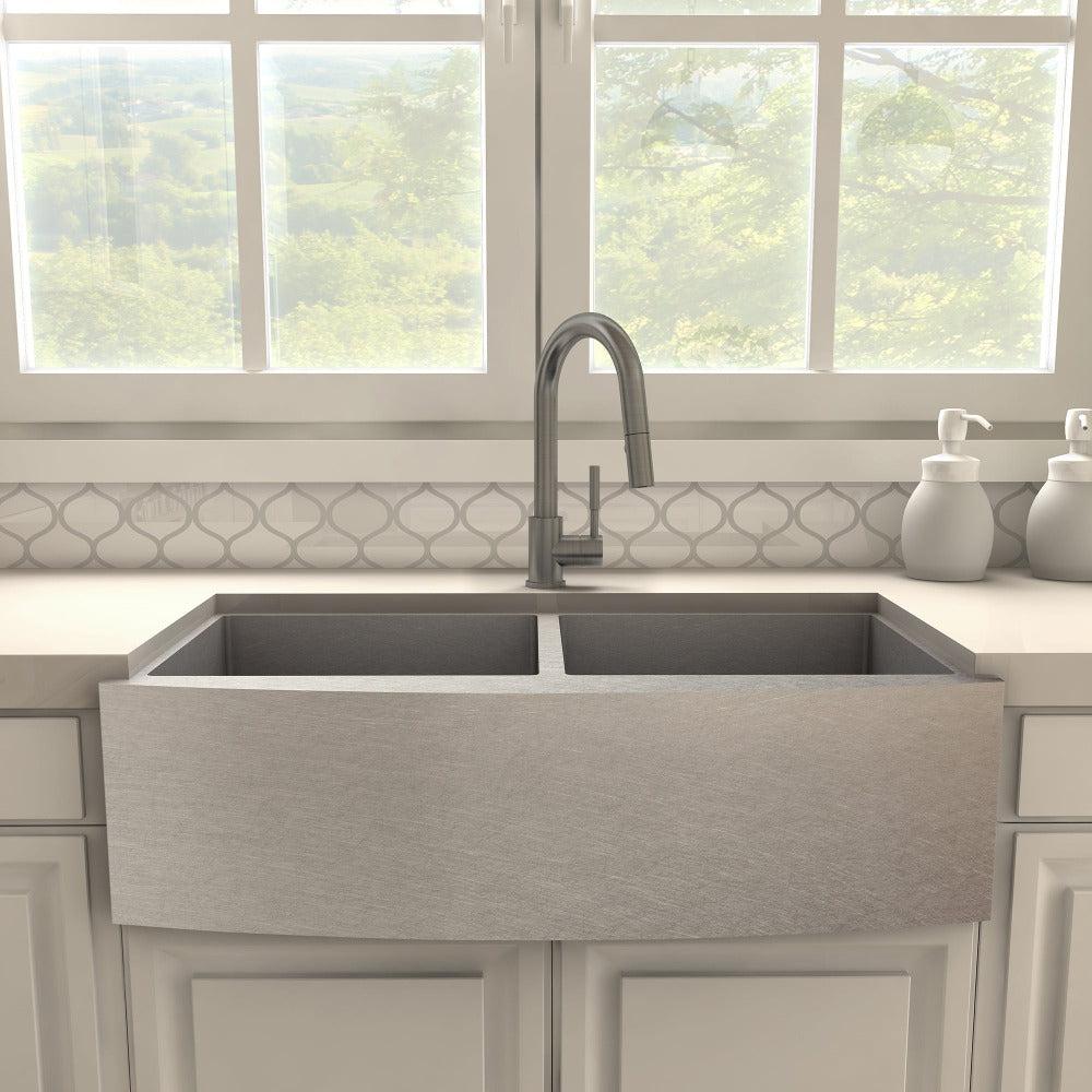 ZLINE Gemini Pull Down Single Handle Kitchen Faucet in Gun Metal (GEM-KF-GM)