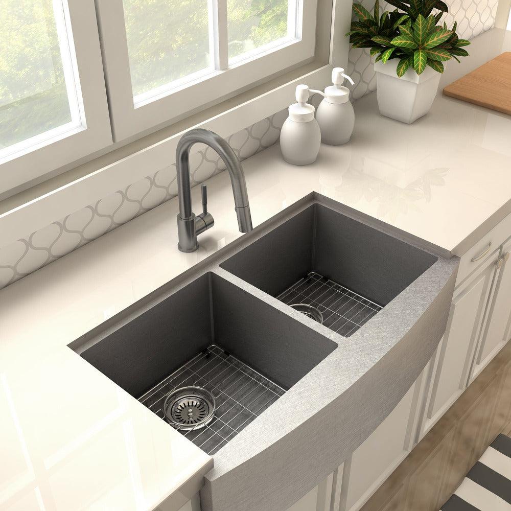 ZLINE Gemini Pull Down Single Handle Kitchen Faucet in Gun Metal (GEM-KF-GM)