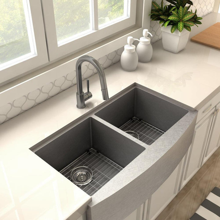 ZLINE Gemini Pull Down Single Handle Kitchen Faucet in Gun Metal (GEM-KF-GM)