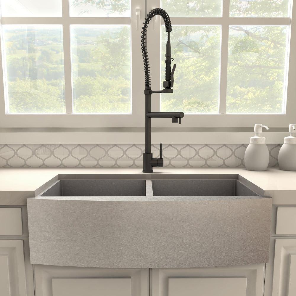 ZLINE Autograph Edition Van Gogh Pull Down Spring Kitchen Faucet with Pot Filler in Matte Black (VNG-KF-MB)