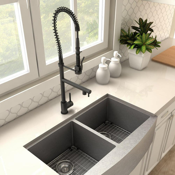 ZLINE Autograph Edition Van Gogh Pull Down Spring Kitchen Faucet with Pot Filler in Matte Black (VNG-KF-MB)