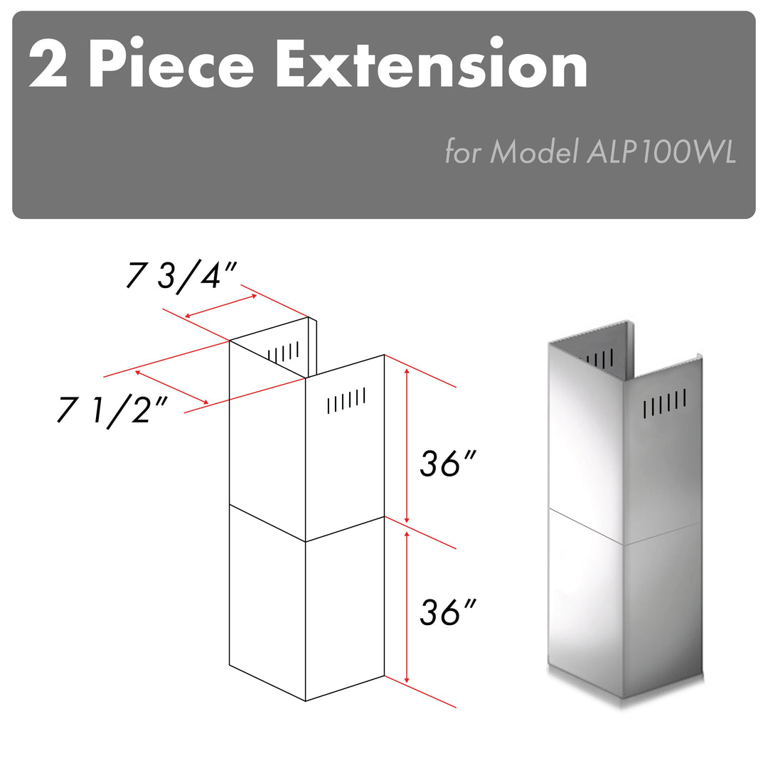 ZLINE 2-36 in. Chimney Extensions for 10 ft. to 12 ft. Ceilings (2PCEXT-ALP100WL)