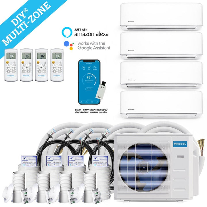 MRCOOL DIY Mini Split - 42,000 BTU 4 Zone Ductless Air Conditioner and Heat Pump with 25 ft. Install Kit, DIYM436HPW02C84