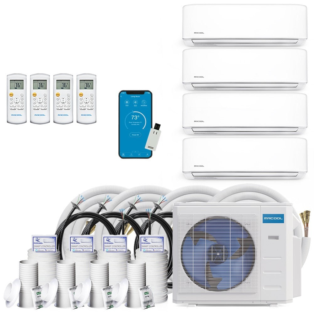 MRCOOL DIY Mini Split - 42,000 BTU 4 Zone Ductless Air Conditioner and Heat Pump with 25 ft. Install Kit, DIYM436HPW02C84