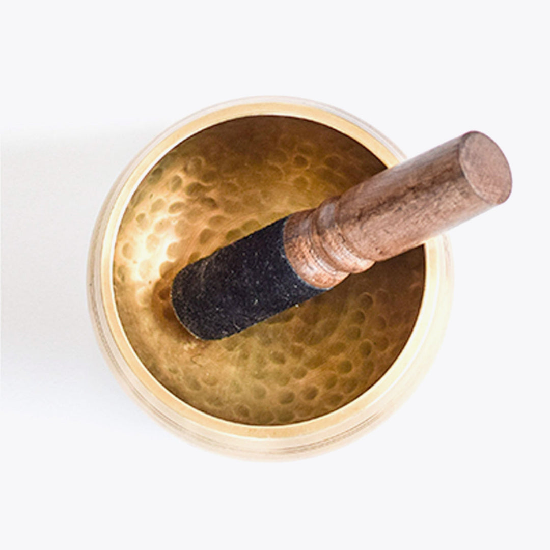 4 in. Hand-Hammered Brass Singing Bowl Set