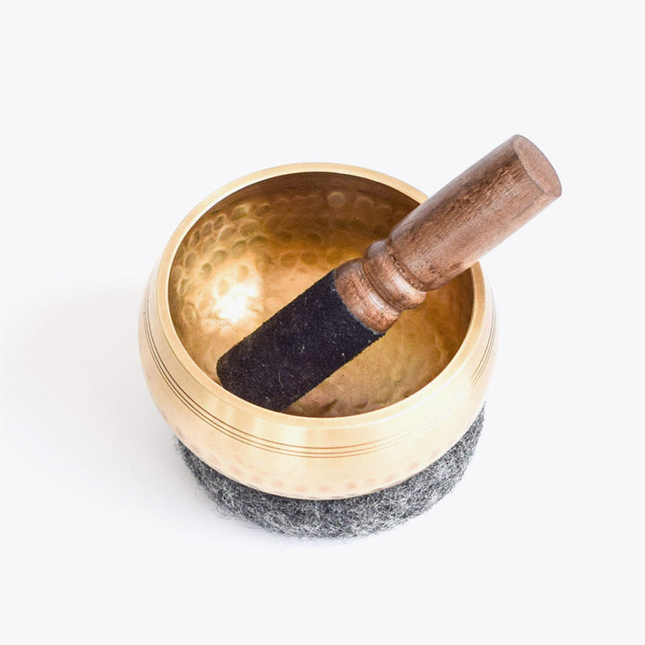 4 in. Hand-Hammered Brass Singing Bowl Set