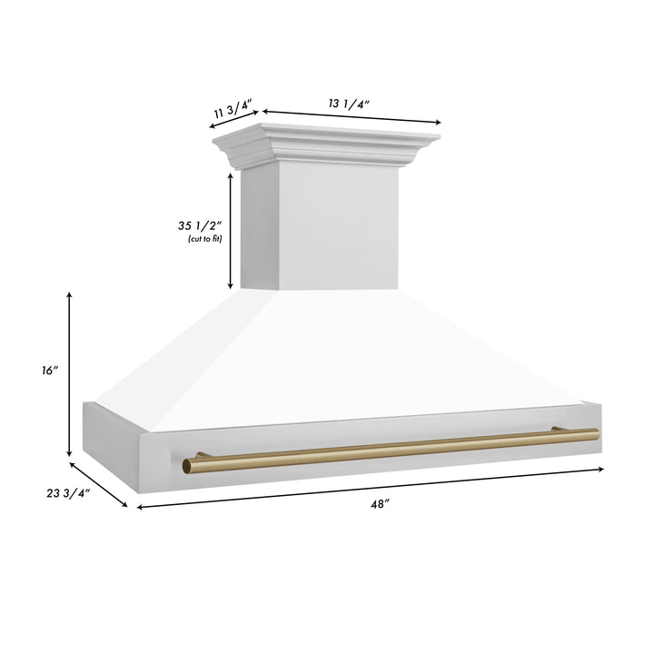 ZLINE 48 in. Autograph Edition Stainless Steel Range Hood with White Matte Shell and Handle (8654STZ-WM48)