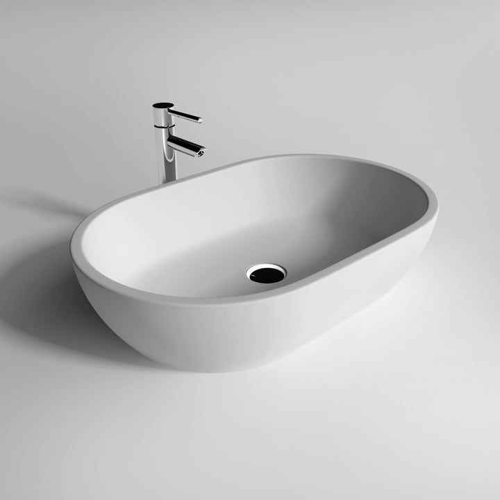 Legion Furniture WJ9034 Series 22.8” Matt White Solid Surface Oval Vessel Sink