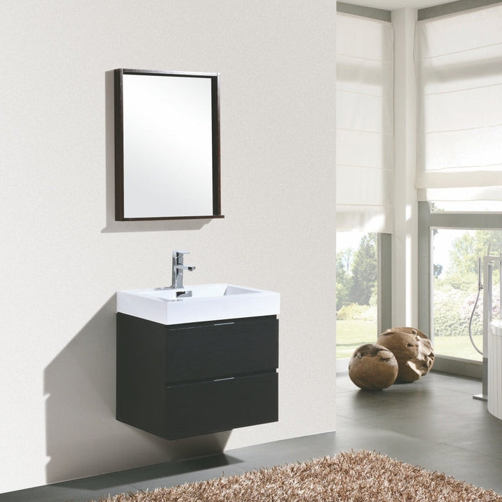 KubeBath Bliss 24" Black Wall Mount Modern Bathroom Vanity BSL24-BK