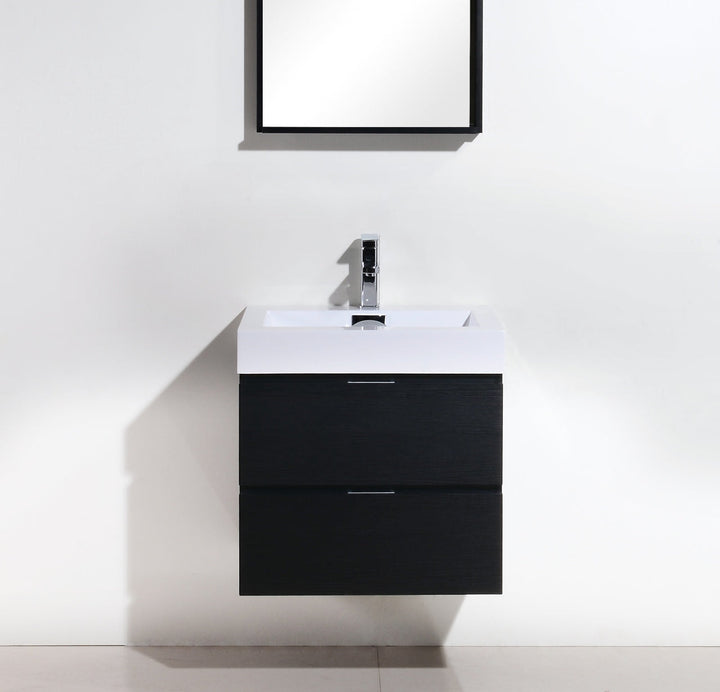 KubeBath Bliss 24" Black Wall Mount Modern Bathroom Vanity BSL24-BK