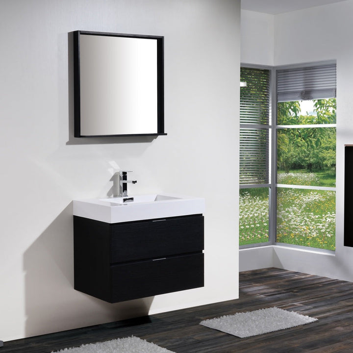 KubeBath Bliss 30" Black Wall Mount Modern Bathroom Vanity BSL30-BK