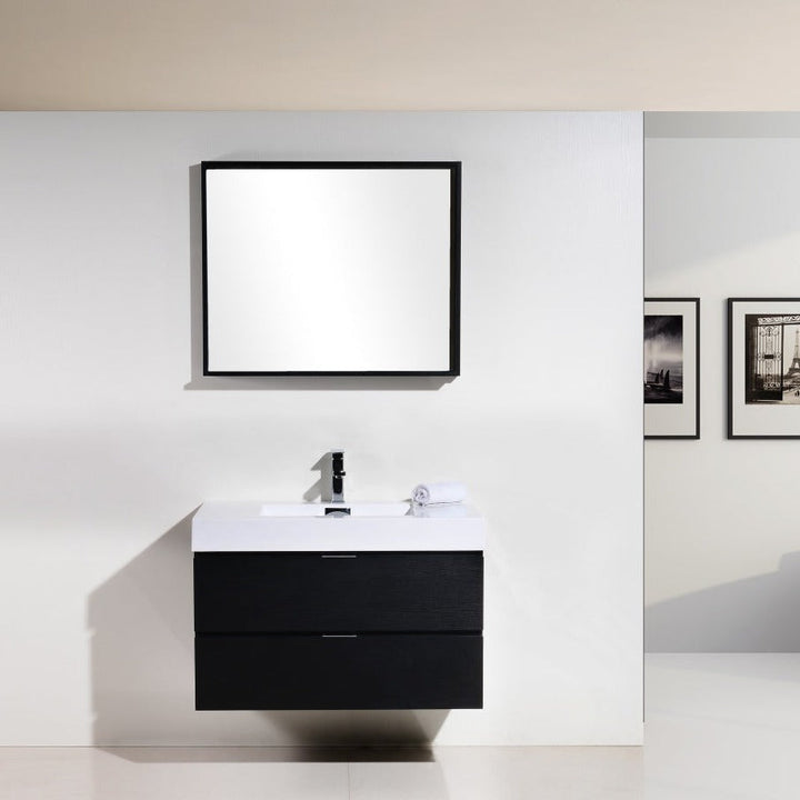 KubeBath Bliss 36" Black Wall Mount Modern Bathroom Vanity BSL36-BK