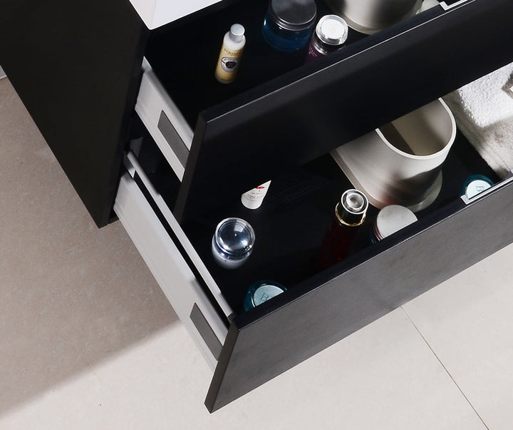 KubeBath Bliss 36" Black Wall Mount Modern Bathroom Vanity BSL36-BK