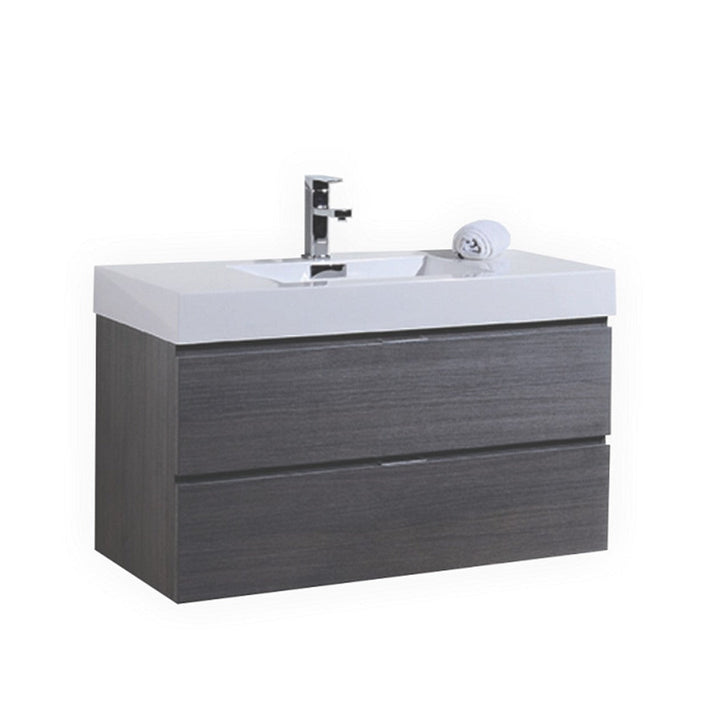 KubeBath Bliss 40" Gray Oak Wall Mount Modern Bathroom Vanity BSL40-GO