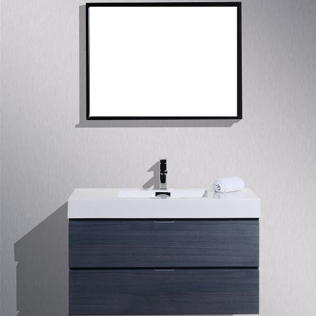 KubeBath Bliss 40" Gray Oak Wall Mount Modern Bathroom Vanity BSL40-GO