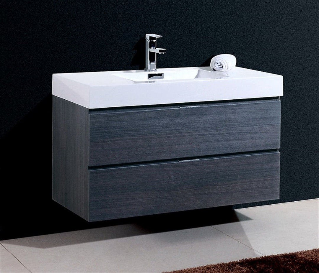 KubeBath Bliss 40" Gray Oak Wall Mount Modern Bathroom Vanity BSL40-GO