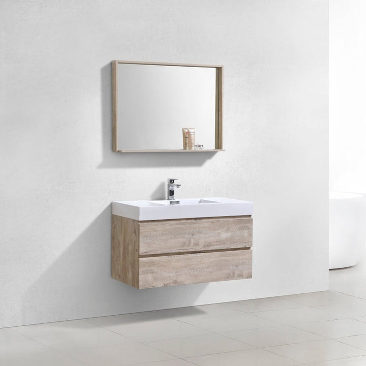 KubeBath Bliss 40" Nature Wood Wall Mount Modern Bathroom Vanity BSL40-NW