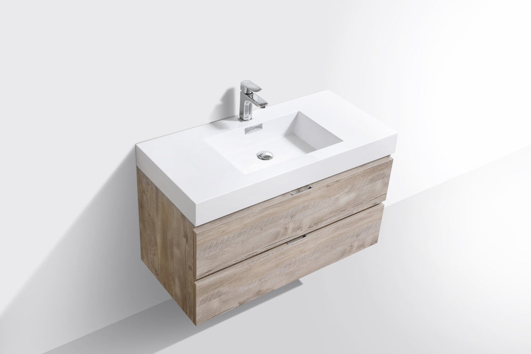 KubeBath Bliss 40" Nature Wood Wall Mount Modern Bathroom Vanity BSL40-NW