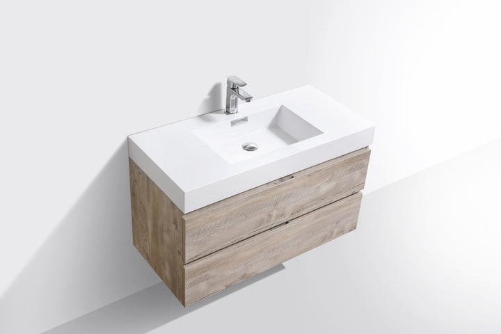 KubeBath Bliss 40" Nature Wood Wall Mount Modern Bathroom Vanity BSL40-NW