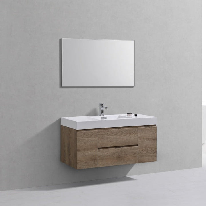 KubeBath Bliss 48" Butternut Wall Mount Modern Bathroom Vanity BSL48-BTN