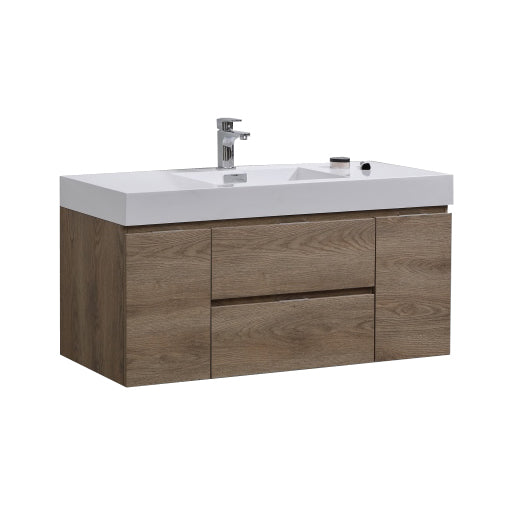 KubeBath Bliss 48" Butternut Wall Mount Modern Bathroom Vanity BSL48-BTN