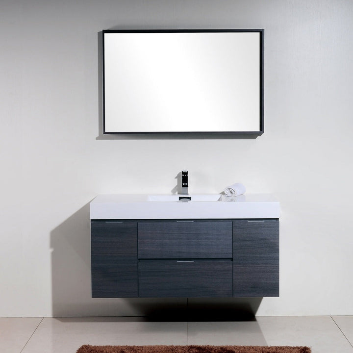 KubeBath Bliss 48" Gray Oak Wall Mount Modern Bathroom Vanity BSL48-GO