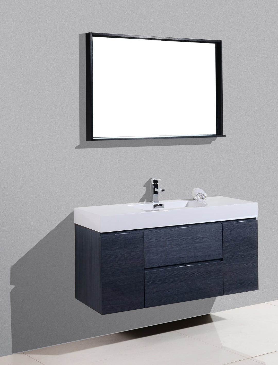 KubeBath Bliss 48" Gray Oak Wall Mount Modern Bathroom Vanity BSL48-GO