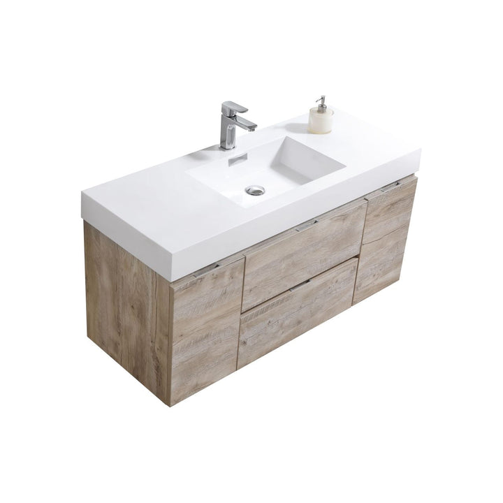 KubeBath Bliss 48" Nature Wood Wall Mount Modern Bathroom Vanity BSL48-NW