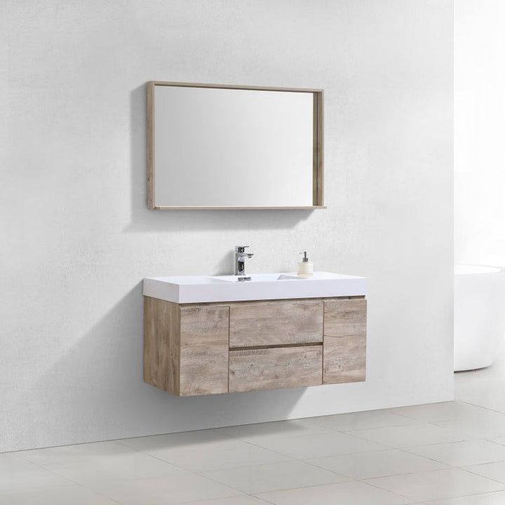 KubeBath Bliss 48" Nature Wood Wall Mount Modern Bathroom Vanity BSL48-NW