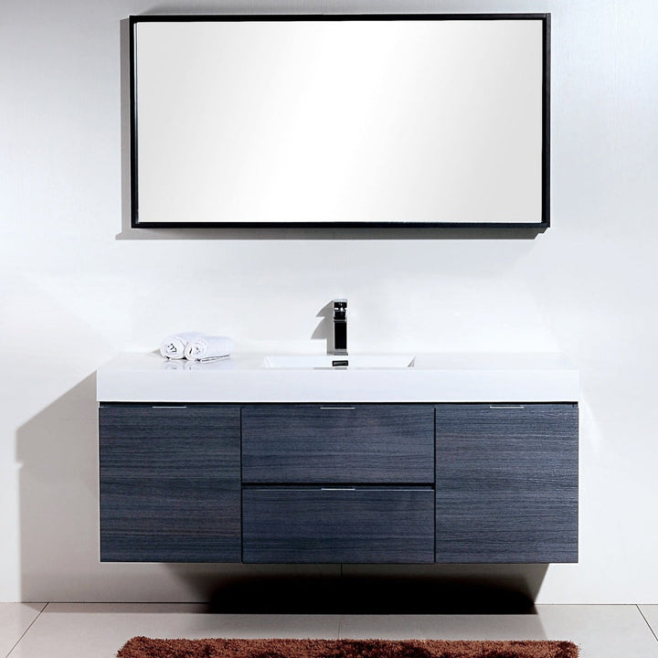 KubeBath Bliss 60" Single Sink Gray Oak Wall Mount Modern Bathroom Vanity BSL60S-GO