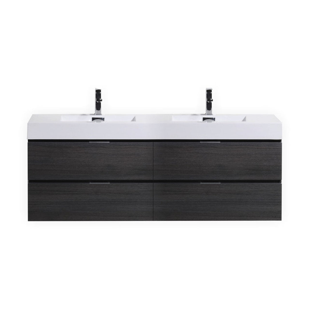 KubeBath Bliss 80" Double Sink Gray Oak Wall Mount Modern Bathroom Vanity BSL80D-GO