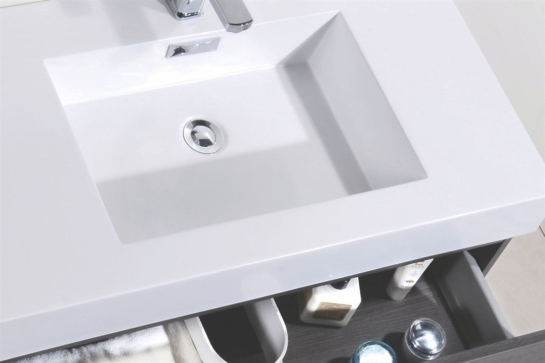 KubeBath Bliss 80" Double Sink Gray Oak Wall Mount Modern Bathroom Vanity BSL80D-GO